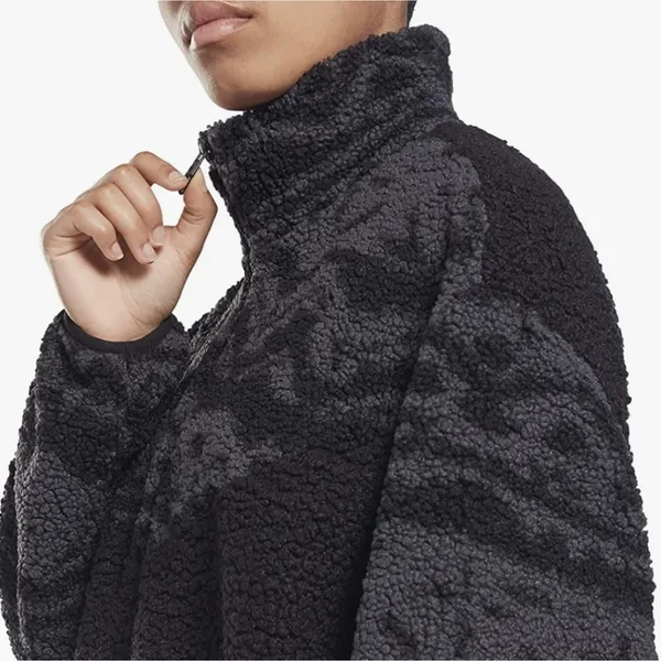 Reebok Core 10 Oversized Sherpa Jacket Womens Large Black Cozy Outdoor Fall - Image 4