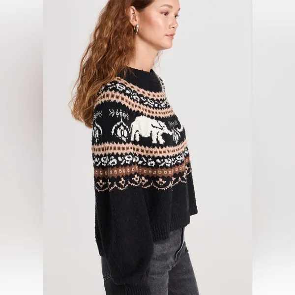 FREE‎ PEOPLE Nellie Fair Isle Elephant Sweater size Medium - Image 4