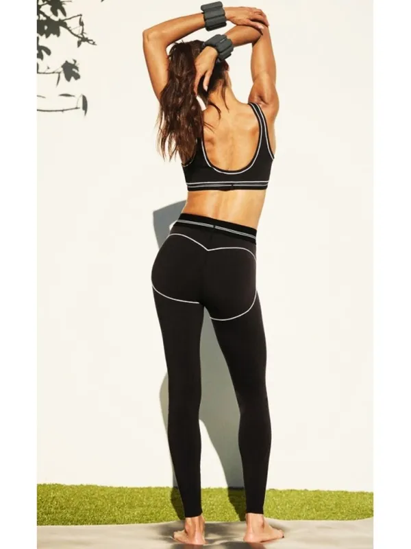 Alo Airbrush High-Waist Heart Throb Leggings Black White Hi-Rise Waisted Tights - Image 8