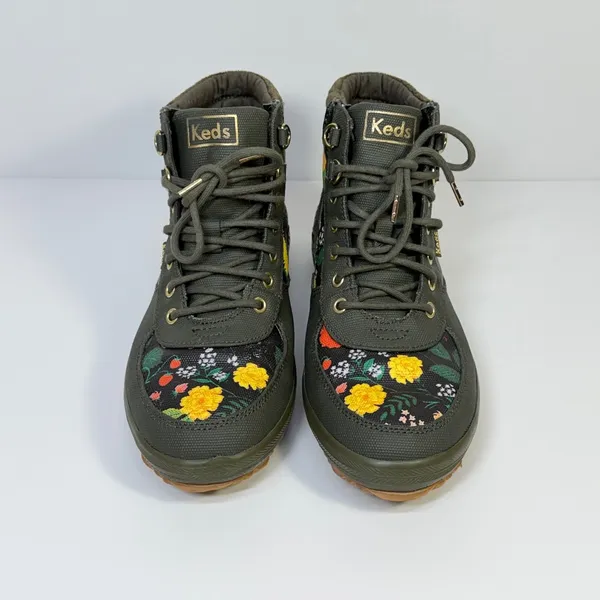Keds x Rifle Paper Co Scout Boot Olive Floral Lace Up Ankle Boots Sz 7 Gorpcore - Image 3