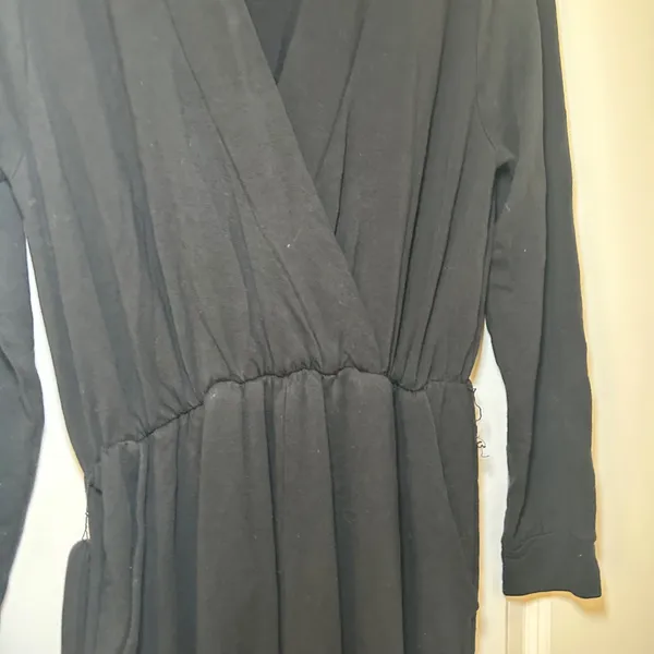 HATCH Jumpsuit Black Maternity Long Sleeve Wrap Neck Wide Leg Size 2 lounge cozy - Image 2