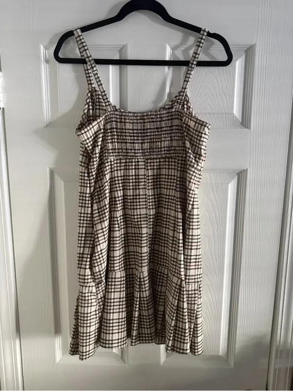 Y2K Hollister Plaid Mini Dress Y2K 90s Pleated L Preppy Academia Grunge Brown - Image 6