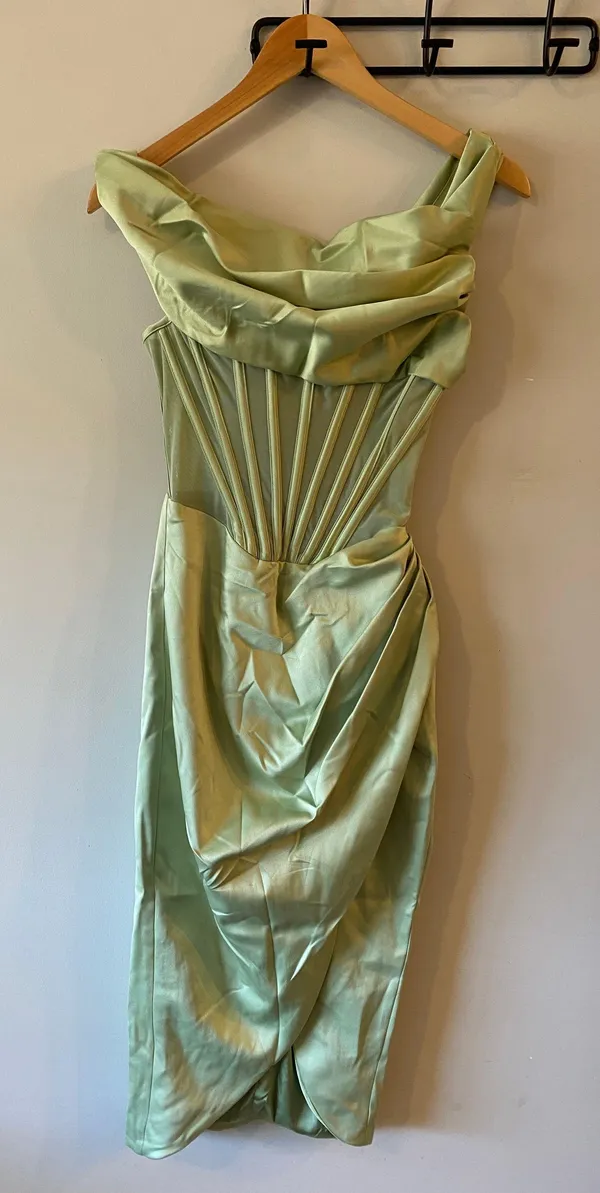 House Of CB NWT Lulu Corset One-Shoulder Satin Midi Dress - Image 8