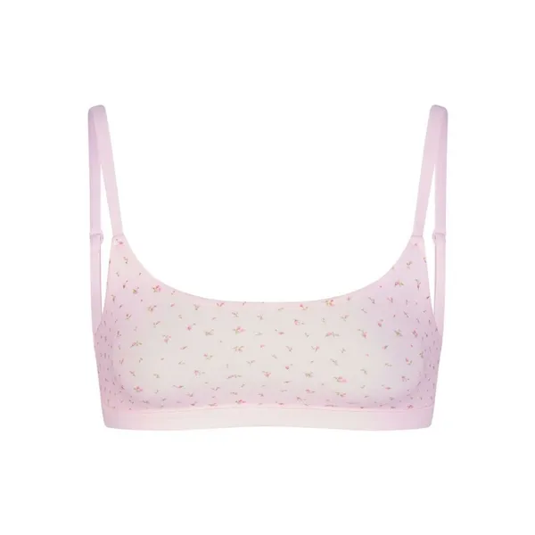 NEW SKIMS‎ PINK FLORAL SCOOP NECK BRALETTE Size L - Image 11