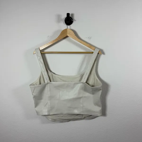 Abercrombie Women’s Vegan Leather Corset Top in Beige Size XL - Image 8