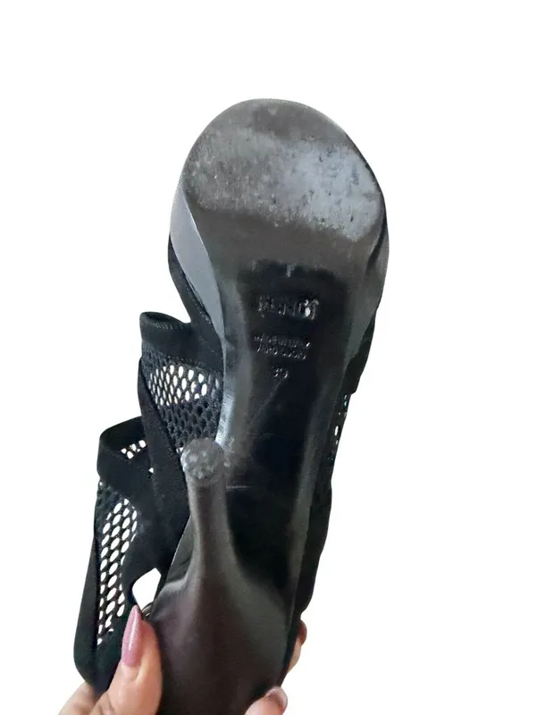 FENDI Black Suede Platform Mesh Heels Size 39 / US 9 - Image 7