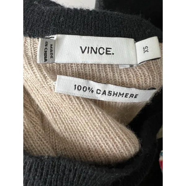 Vince Cashmere Sweater Women's XS COLORBLOCK black/beige Turtleneck Long‎ Sleeve - Image 3