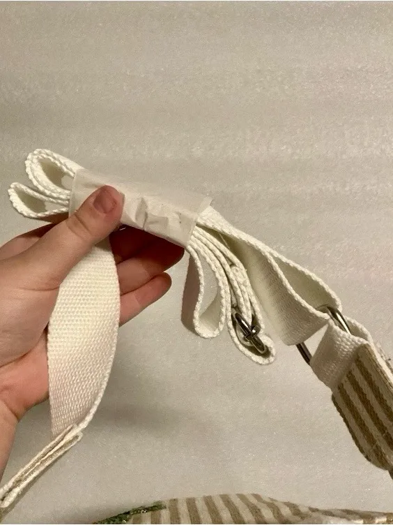 New Release! Beaded Striped “Vegetable" Tote Bag with Adjustable Detachable Strap White - Image 7