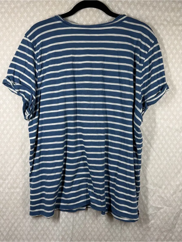 Anthropologie Pilcro Blue White Striped The Quinn V Neck Tee - Image 5