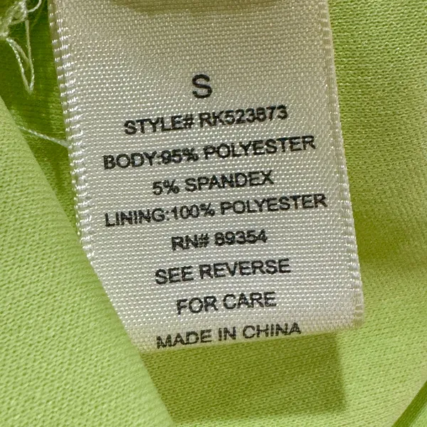Vintage Y2K No Comment Green Abstract Swirl Mesh Lettuce Trim Mini Dress Small - Image 7