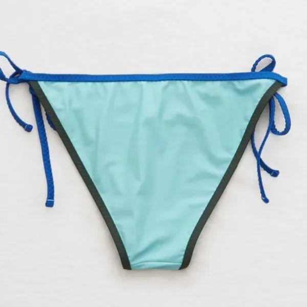 NEW NWT AERIE AMERICAN EAGLE Light Blue Cheeky Tie Side String Bikini Bottom XL - Image 5