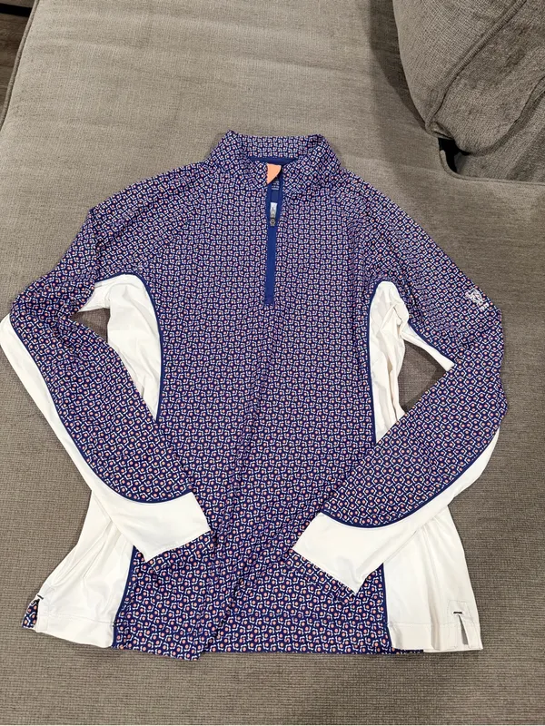 Peter Millar the players sun Navy and White Printed Quarter-Zip Long-Sleeve Top - Image 5