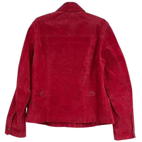 Coldwater Creek Y2K Suede Jacket Sz M Red Boho Western Snaps Cottage Ranchcore - Image 5