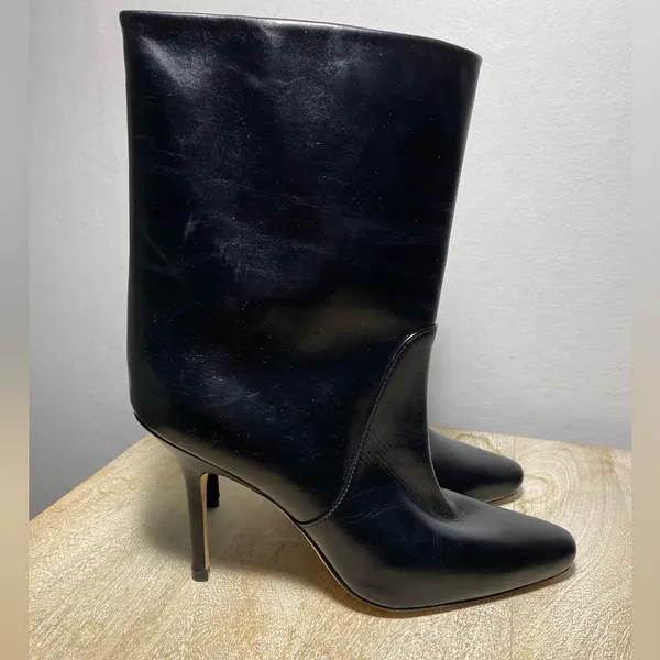 Stuart Weitzman rich leather stiletto boot / bootie size 5 black - Image 3