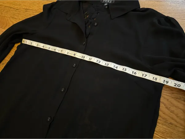 TCEC Black Sheer Button-Up Blouse size S/M - Image 9