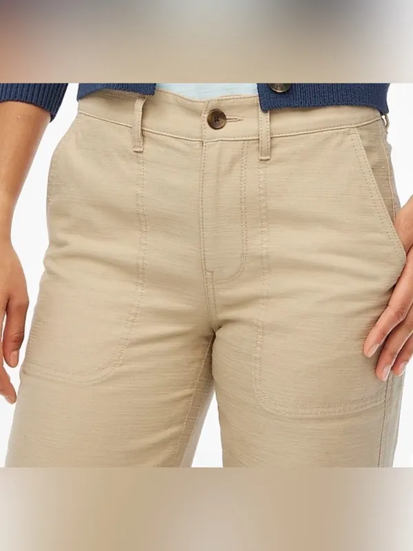 J. Crew Women’s Tan Cream Khaki Camp Straight Leg Ankle Pants 100% cotton US 4 - Image 3