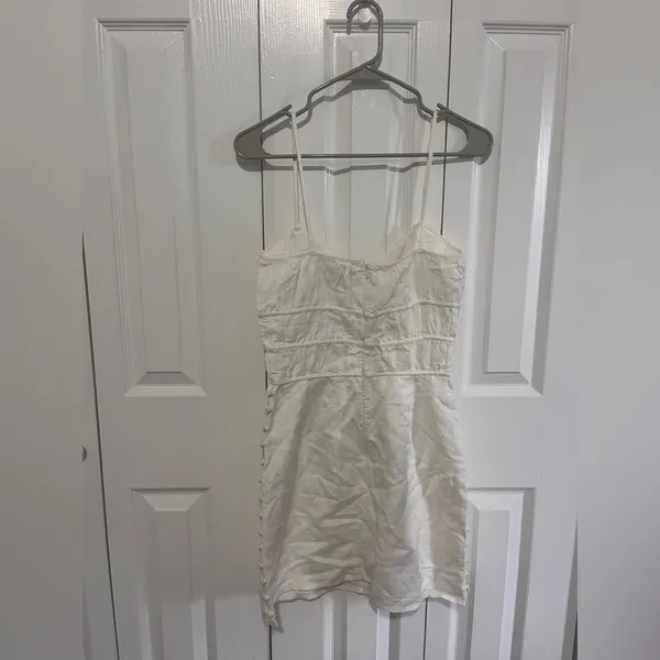 SABO Linen Mini Dress Ivory Graduation Dress Size Small - Image 2
