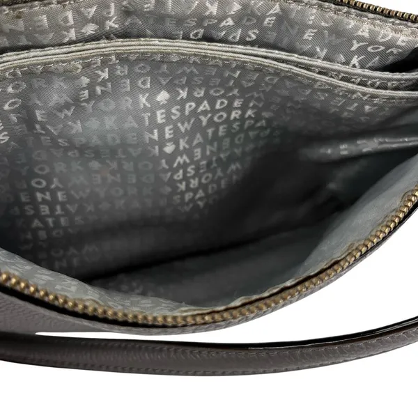 Kate Spade Leila Triple Gusset Gray Leather Crossbody Purse - Image 9