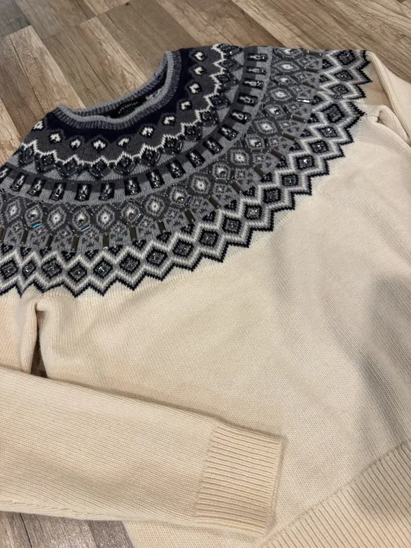 Fair isle sweater with jeweled details - Image 2