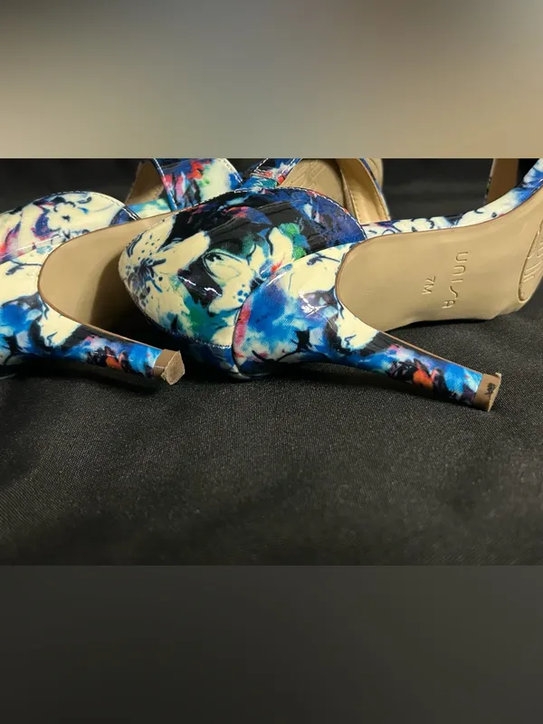 Unisa Women’s Blue Floral Open-Toe Women's Dress 3.5” Heels SZ 7 - Image 8