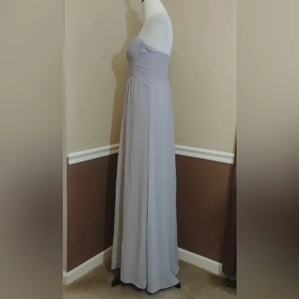 Minuet Maxi Dress Gray Pleated Chiffon Strapless Formal Gown Small from Modcloth - Image 6