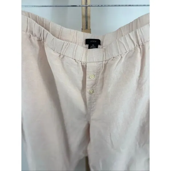 J.Crew Linen Cotton Cropped Wide Leg Pants Size XL Pink - Image 4