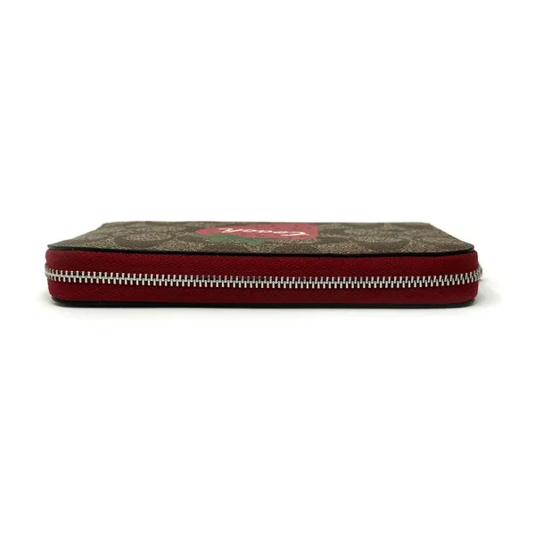 Coach Medium Id Zip Wallet Signature Canvas Wild Strawberry Khaki Red CH529 - Image 9
