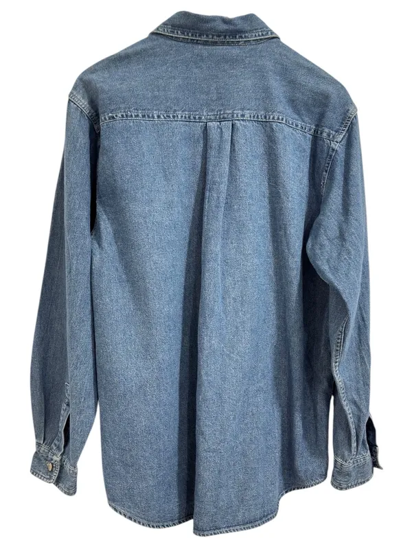 Newton Trading Co. Denim Button Front Shirt Medium Wash Chambray Size M - Image 4