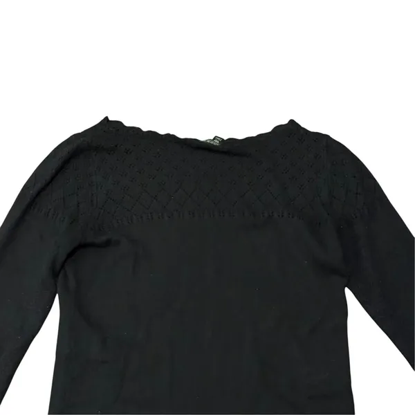 Lauren Ralph Lauren Womens Silk Cashmere Crochet Boatneck Sweater Black XL - Image 8