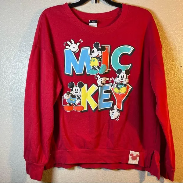 Disney Red Mickey Mouse Sweatshirt SZ:L - Image 4