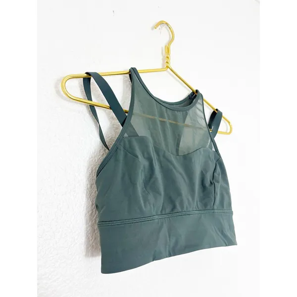 Lululemon Sun Setter Bra Size 6 Dark Forest Green Sports Bra Mesh Workout W2AK1S - Image 7