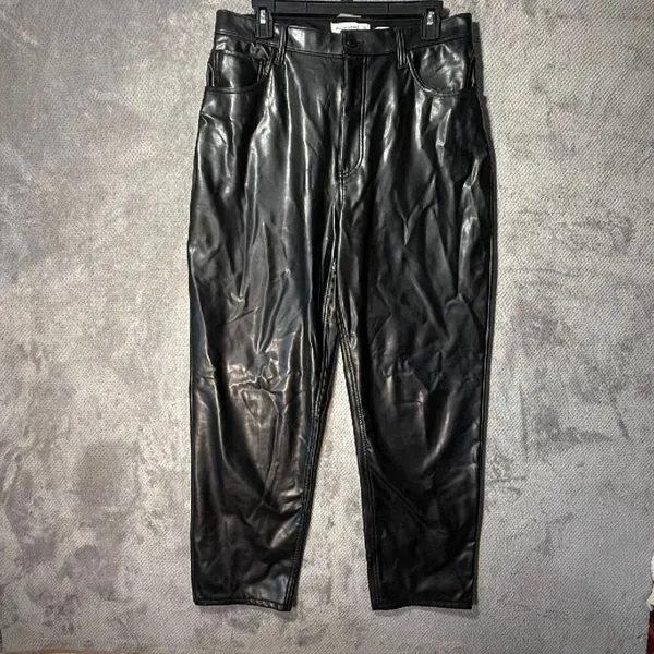 Abercrombie & Fitch The Ankle Straight Ultra High Rise Vegan Leather Pants 12/31 - Image 2