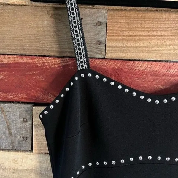 Xscape Black Studded Spaghetti Strap Evening Maxi Dress Size‎ 8 - Image 3