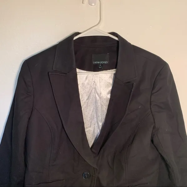 Cynthia Rowley Women's Size XL One Button Blazer Black‎ Lined Pockets Stretch - Image 3