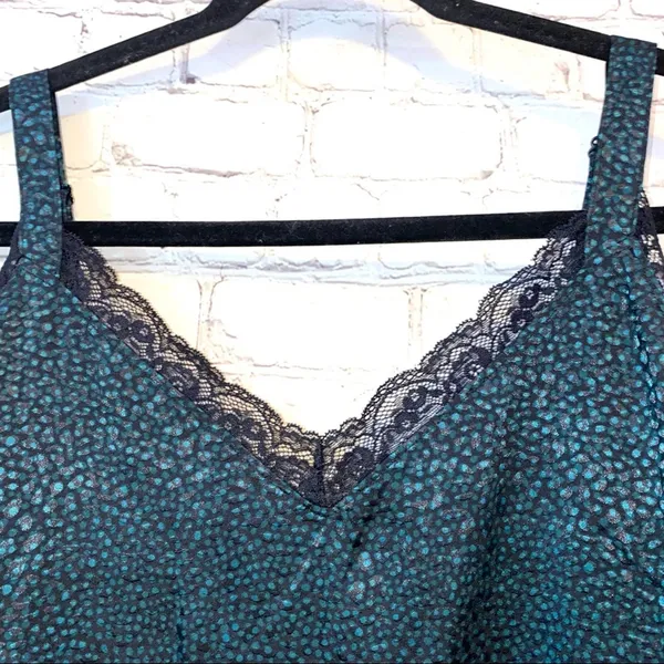 Lane Bryant Size 12 Teal Speckled Cami Tank‎ Top Lace Trim - Image 2