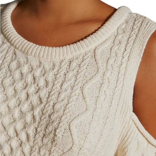NWT Anthropologie Pilcro Cutout Fisherman Sweater Cream Size S - Image 5