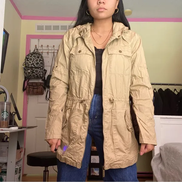 Michael Kors Khaki Hooded Jacket trench coat - Image 6