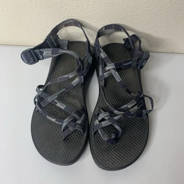 Chaco Sandals Black Blue Checkered Straps Strappy Women’s Sz 9 - Image 4