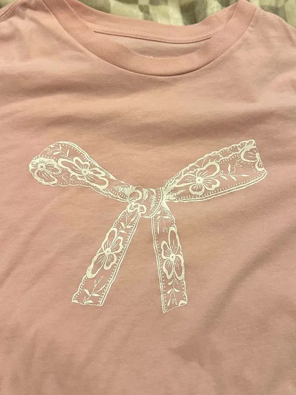 pink bow shirt Size L - Image 2