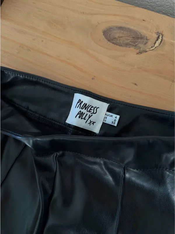 Princess Polly Leather Pants Black Faux - Image 8
