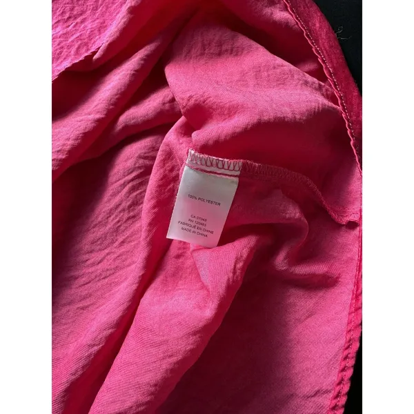 Alex & Lili Short SLV Pullover Silky Blouse Bright Pink High Neck Size Medium - Image 5