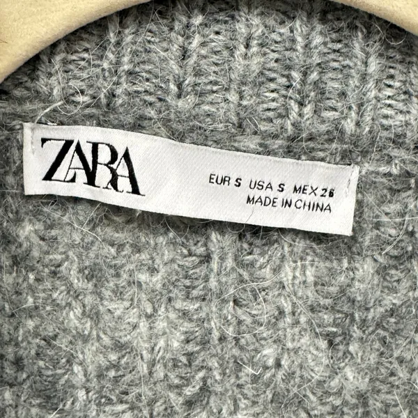 Zara Gray Marl Alpaca Wool Blend Chunky Knit Cropped Cardigan 9598/151 - Image 7