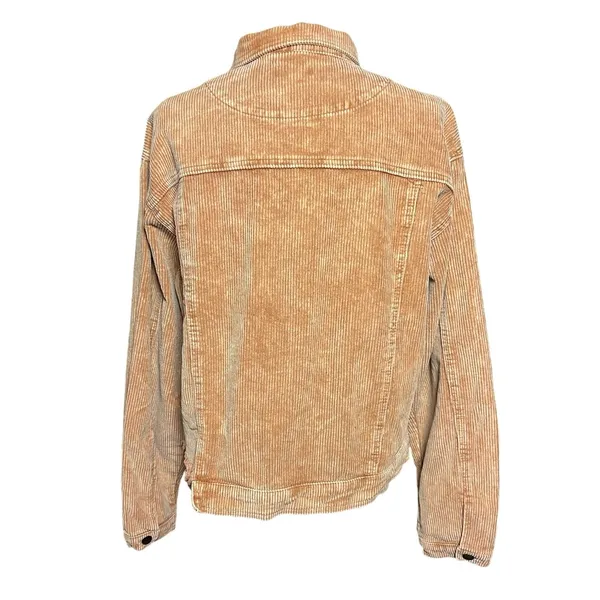 POL Women’s Colorblocked Raw Hem Distressed Button Up Jacket - Image 4