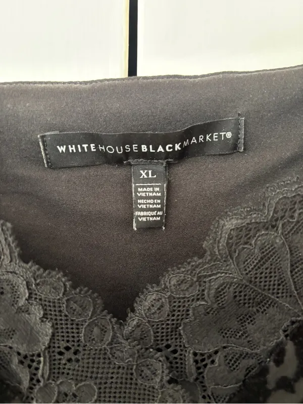 White House Black Market WHBM Black Velvet Leopard Print Lace Cami‎ Top Size XL - Image 4