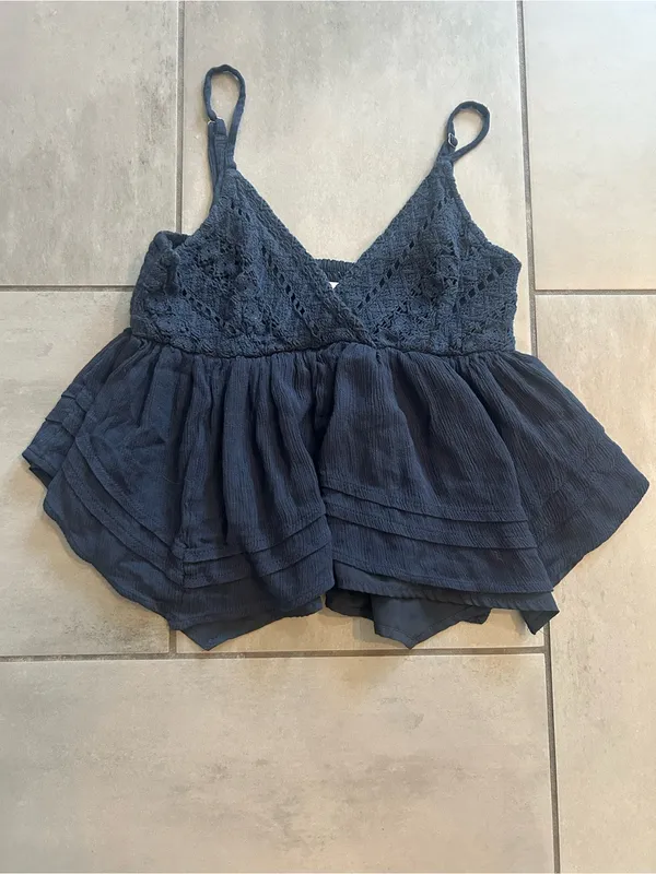 Hollister Lace Bust Babydoll Top in Blue - Image 2