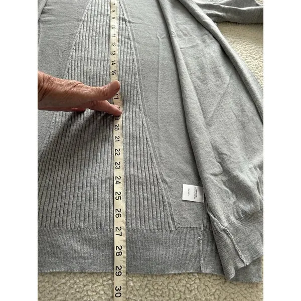 Love Ellie Stitch Fix Open Front Cardigan Sweater Gray Ribbed Details Size L - Image 7