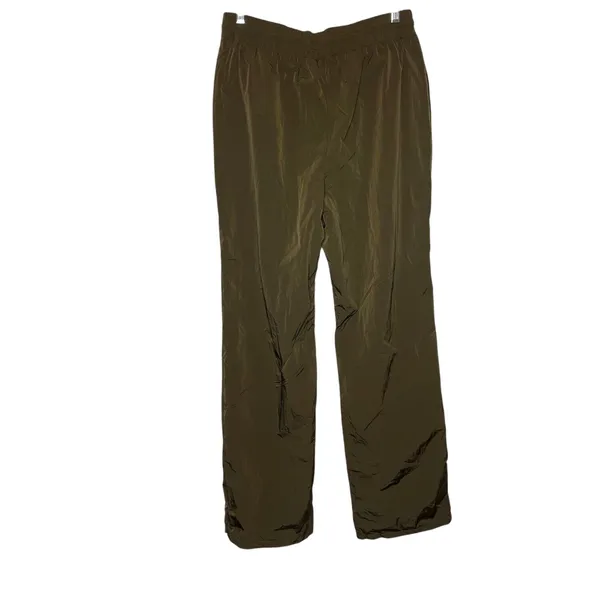 Good American Wide Leg Track Pants MEDIUM Mocha Pull On Casual Athletic Gym - Image 2