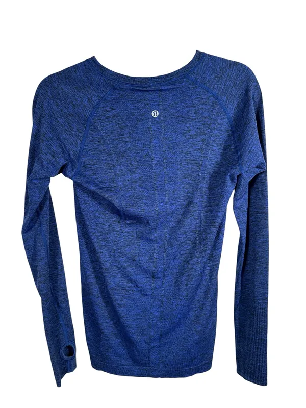 Lululemon Swiftly Tech‎ Long Sleeve Crew Heathered Sapphire Blue Size 8 - Image 5