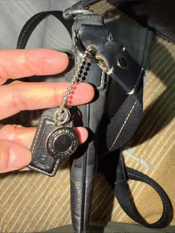 Y2K Coach Black Crossbody with Iridescent Pewter Panel - Image 3