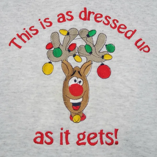 Vintage 90s Cheek-O Reindeer Embroidered Christmas Sweatshirt - Image 4